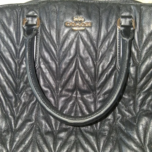 Coach Black Quilted Crossbody Bag with Gold Chain